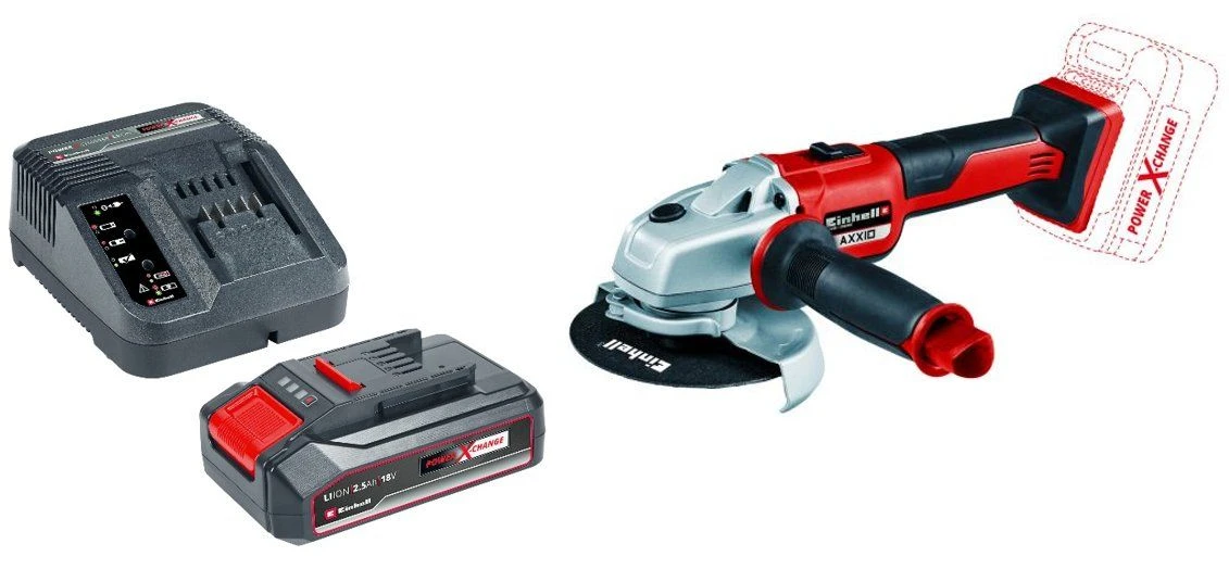 Einhell AXXIO 18V Li-Ion Accu Haakse Slijper Set - 125mm (met 2.5Ah Accu Starterset) 1 Einhell AXXIO 18V Li-Ion Accu Haakse Slijper Set - 125mm (met 2.5Ah Accu Starterset)