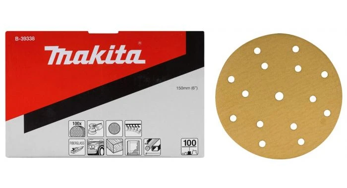 Makita B-39300 Schuurschijf - Velcro - K40 - 150mm (50st) 1 Makita B-39300 Schuurschijf - Velcro - K40 - 150mm (50st)